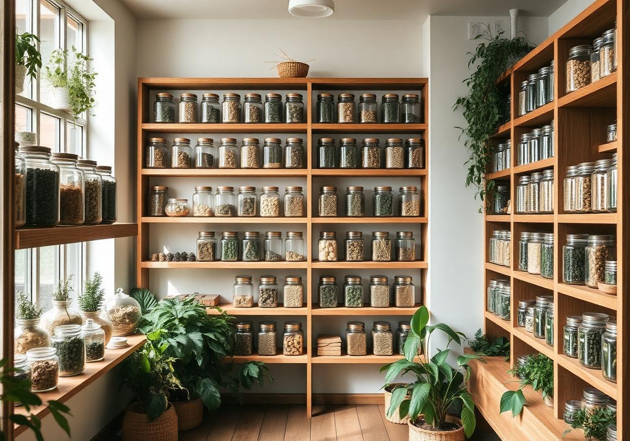 Verde Clinic interior with shelves of glass jars filled with dried herbs